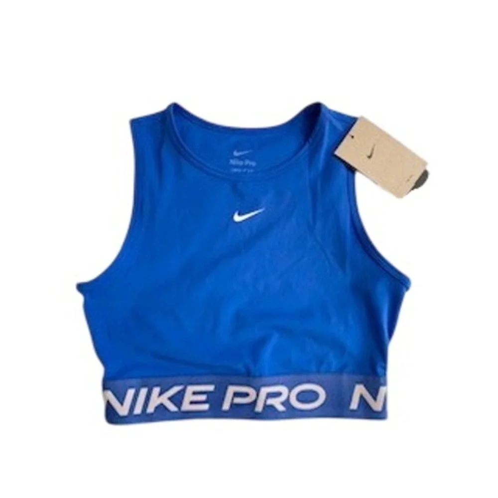 Nike Pro Dri-FIT Womens XS Blue Cropped Tank Top Training FZ3615-407 NWT